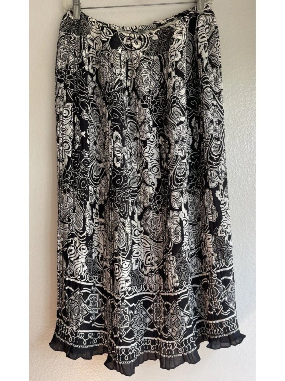 vintage Diane Freis Original black white skirt 80s Boho Long Maxi Skirt Sheer
